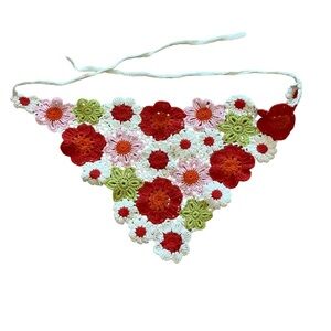 Crochet floral bandana